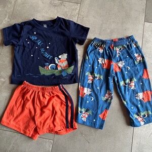 Kids Pajamas Set - Navy and Blue with Bear Print